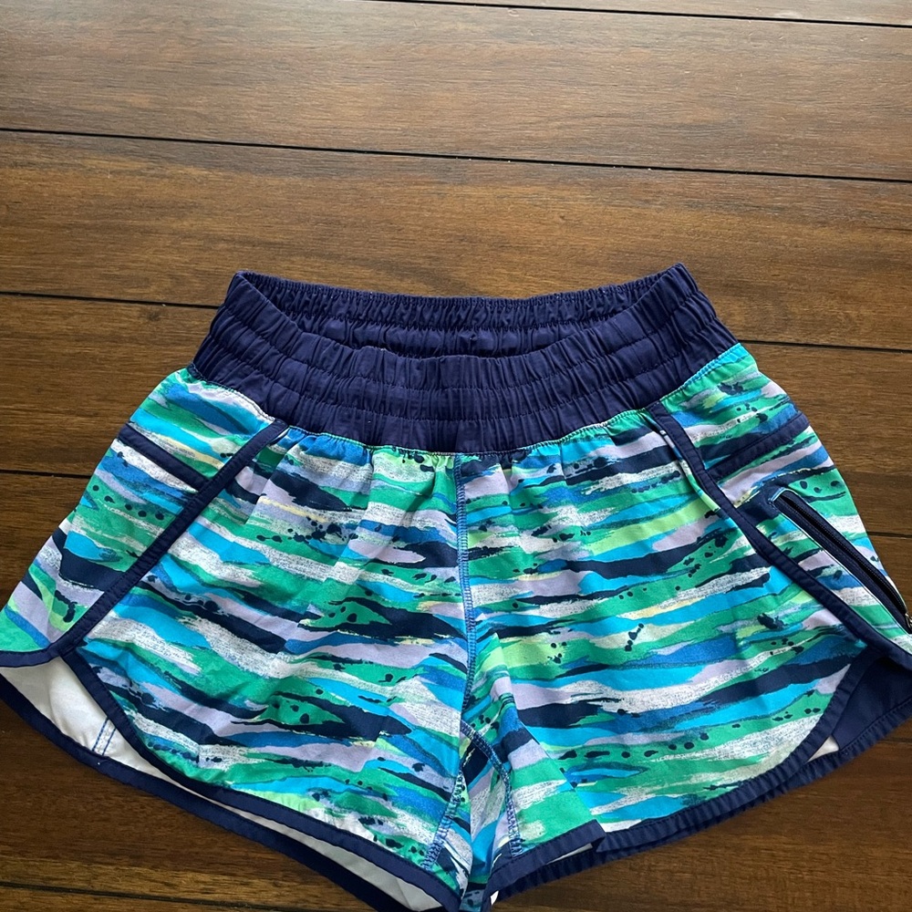 Lululemon Striped Blue and Green Athletic Shorts